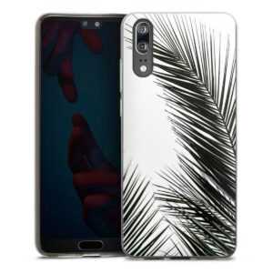 Huawei P20 Handy Slim Case extra dünn Silikon Handyhülle transparent Hülle Leaves Palm Tree Jungle Silikon Slim Case