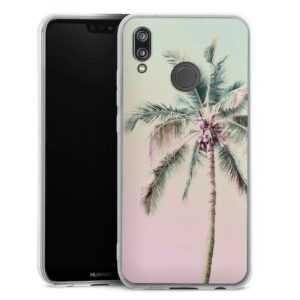 Huawei P20 Lite Handy Silikon Hülle Case transparent Handyhülle Palm Tree Pastel Tropical Silikon Case