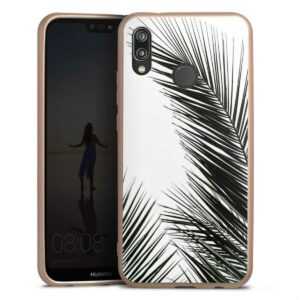 Huawei P20 Lite Handy Silikon Hülle Gold Case Schutzhülle Jungle Palm Tree Leaves Silikon Metallic Case
