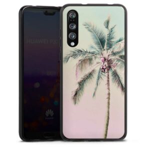 Huawei P20 Pro Handy Silikon Hülle Case schwarz Handyhülle Palm Tree Pastel Tropical