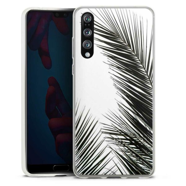 Huawei P20 Pro Handy Slim Case extra dünn Silikon Handyhülle transparent Hülle Jungle Palm Tree Leaves Silikon Slim Case