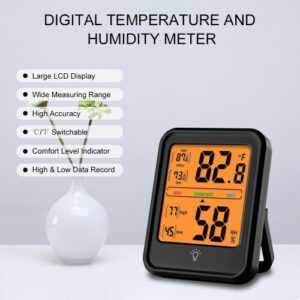 KKmoon Digital Hygrometer Thermometer Innentemperatur- und Feuchtigkeitsmesser-Messgerät mit LCD-Anzeige für das Büro-Gewächshaus im Schlafzimmer zu Hause