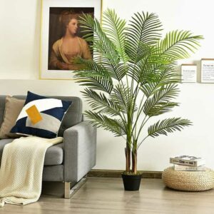 Kunstbaum Phoenix-Palme, 150 cm Tropische Kunstpflanze mit realistischem Design, künstliche Pflanze mit Kunststoff-Topf, Zimmerpalme für Büro Haus