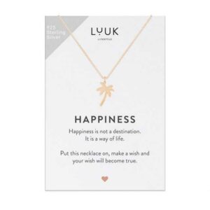 LUUK LIFESTYLE Silberkette "Palme", inklusive Happiness Spruchkarte