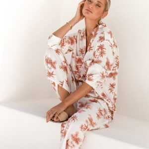 Maggie Pyjama Set - Long/Vintage Palme Sonnenuntergang Code P043 | B + P139