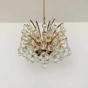 Mid-Century Modern Gilded Crystal Glass Chandelier By Christoph Palme | 1960S