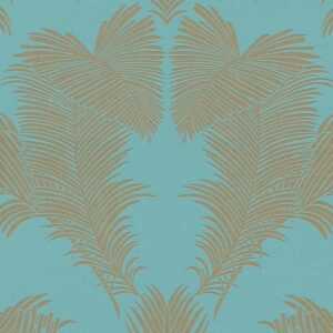 Natur Tapete Profhome 379594 Vliestapete strukturiert mit Palmen glänzend türkis gold blau 5,33 m2 - türkis