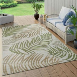 Paco Home - In- & Outdoor Teppich Flachgewebe Modern Jungle Palmen Design In Pastell Grün 200x280 cm
