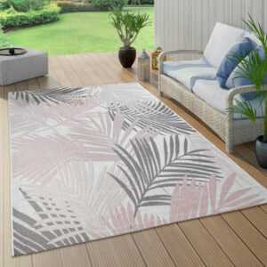 Paco Home - In- & Outdoor-Teppich Für Balkon Und Terrasse, Mit Palmen-Muster, In Rosa 120x160 cm
