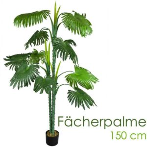 Palme Palmenbaum Fächerpalme Kunstpflanze Kunstbaum Künstliche Pflanze 160cm Decovego