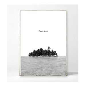 Pause Kunstdruck Poster Bild Landschaft Insel Ozean Meer Tropisch Vintage Retro Palmen Reisen Fernweh Wellen Natur Maritim