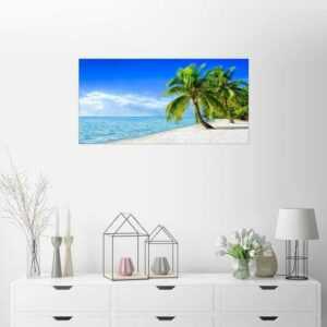 Posterlounge Wandbild, Urlaub am Strand mit Palmen und Meer