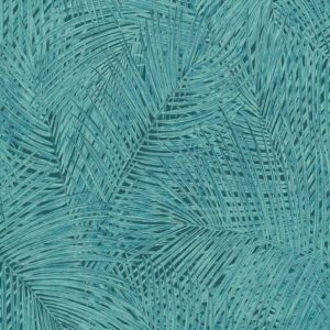 Profhome - Natur Tapete 373716 Vliestapete glatt mit Palmen matt blau grün 5,33 m2 - blau