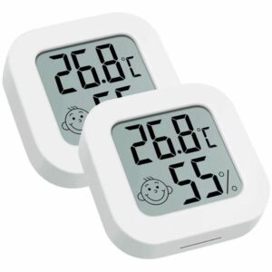 Set von 2 Mini-Hygrometern Digitales Zimmerthermometer mit LCD-Bildschirm für Gewächshaus, Babyzimmer, Zigarren.
