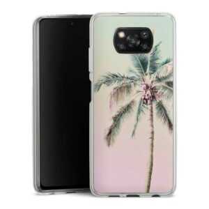 Xiaomi Poco X3 nfc Handy Silikon Hülle Case transparent Handyhülle Palm Tree Pastel Tropical Silikon Case
