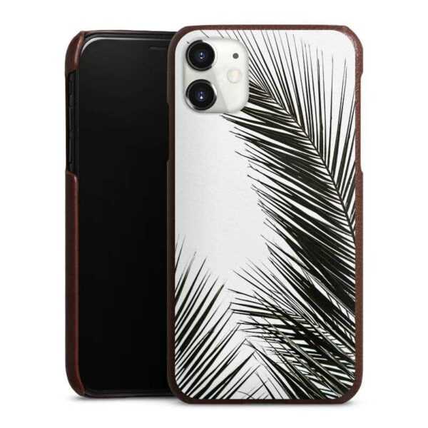 iPhone 11 Handy Lederhülle braun Leder Case Leder Handyhülle Jungle Palm Tree Leaves Leder Case