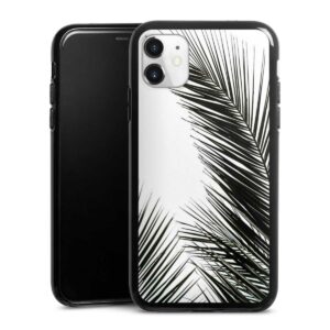 iPhone 11 Handy Silikon Hülle Case schwarz Handyhülle Jungle Palm Tree Leaves