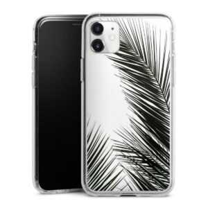 iPhone 11 Handy Silikon Hülle Case transparent Handyhülle Jungle Palm Tree Leaves Silikon Case