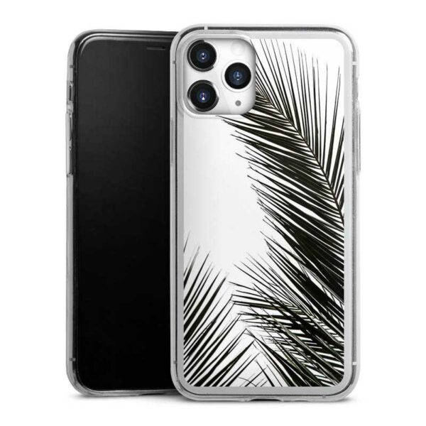 iPhone 11 Pro Handy Slim Case extra dünn Silikon Handyhülle transparent Hülle Leaves Palm Tree Jungle Silikon Slim Case
