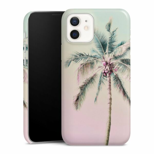 iPhone 12 Handy Premium Case Smartphone Handyhülle Hülle glänzend Palm Tree Pastel Tropical Premium Case