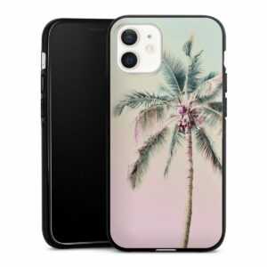 iPhone 12 Handy Silikon Hülle Case schwarz Handyhülle Palm Tree Pastel Tropical