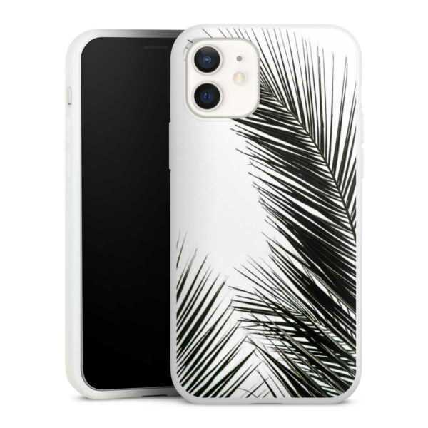 iPhone 12 Handy Silikon Hülle Case weiß Handyhülle Jungle Palm Tree Leaves Silikon Case