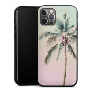 iPhone 12 Pro Handy Silikon Hülle Case schwarz Handyhülle Palm Tree Pastel Tropical