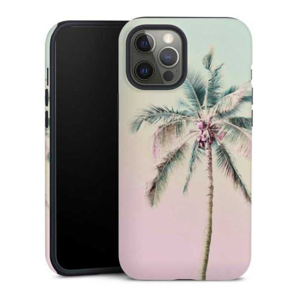 iPhone 12 Pro Max Handy Panzer Handyhülle robuste Outdoor Hülle Schutzhülle matt Palm Tree Pastel Tropical Tough Case