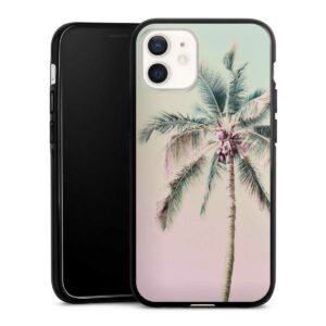 iPhone 12 mini Handy Silikon Hülle Case schwarz Handyhülle Palm Tree Pastel Tropical