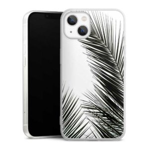 iPhone 13 Handy Slim Case extra dünn Silikon Handyhülle transparent Hülle Jungle Palm Tree Leaves Silikon Slim Case