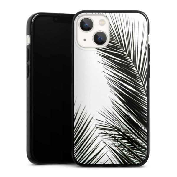 iPhone 13 Mini Handy Silikon Hülle Case schwarz Handyhülle Jungle Palm Tree Leaves