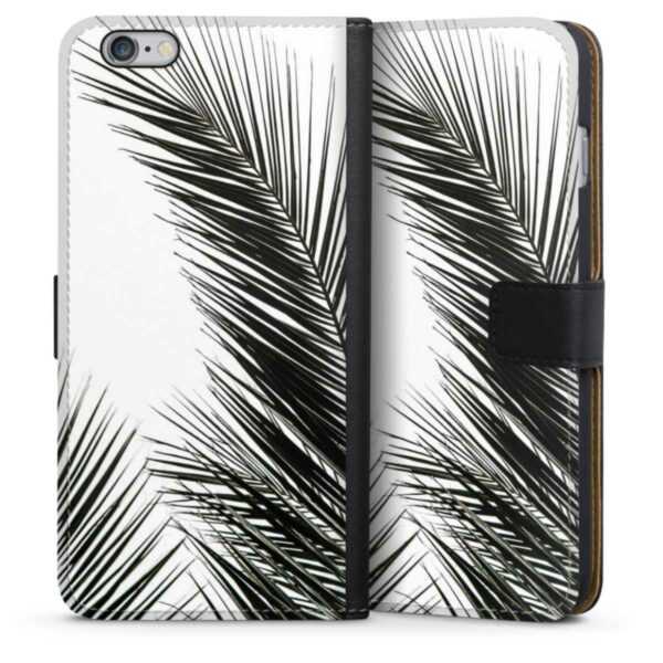 iPhone 6s Plus Handy Klapphülle Handyhülle aus Kunst Leder schwarz Flip Case Jungle Palm Tree Leaves Sideflip mit Lasche