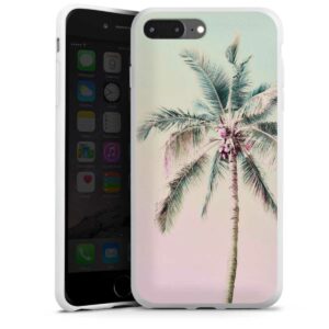 iPhone 7 Plus Handy Silikon Hülle Case weiß Handyhülle Palm Tree Pastel Tropical Silikon Case
