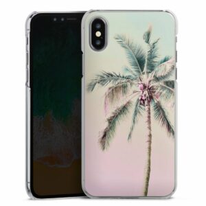 iPhone X Handy Hard Case Schutzhülle transparent Smartphone Backcover Palm Tree Pastel Tropical Hard Case