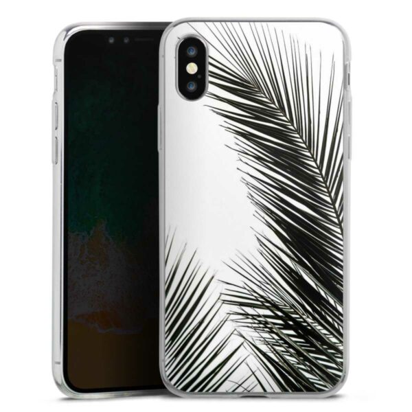 iPhone X Handy Slim Case extra dünn Silikon Handyhülle transparent Hülle Jungle Palm Tree Leaves Silikon Slim Case