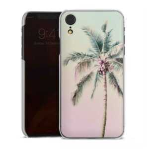 iPhone Xr Handy Hard Case Schutzhülle transparent Smartphone Backcover Palm Tree Pastel Tropical Hard Case