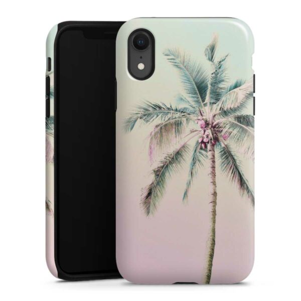 iPhone Xr Handy Panzer Handyhülle robuste Outdoor Hülle Schutzhülle glänzend Palm Tree Pastel Tropical Tough Case
