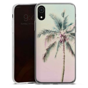 iPhone Xr Handy Slim Case extra dünn Silikon Handyhülle transparent Hülle Palm Tree Pastel Tropical Silikon Slim Case