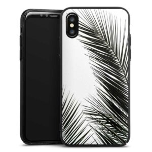 iPhone Xs Handy Hard Case Schutzhülle schwarz Smartphone Backcover Jungle Palm Tree Leaves Hard Case