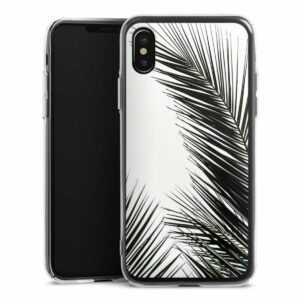 iPhone Xs Handy Hard Case Schutzhülle transparent Smartphone Backcover Jungle Palm Tree Leaves Hard Case