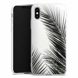 iPhone Xs Handy Hard Case Schutzhülle weiß Smartphone Backcover Jungle Palm Tree Leaves Hard Case