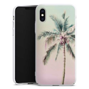 iPhone Xs Handy Hard Case Schutzhülle weiß Smartphone Backcover Palm Tree Pastel Tropical Hard Case