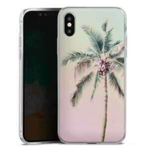 iPhone Xs Handy Slim Case extra dünn Silikon Handyhülle transparent Hülle Palm Tree Pastel Tropical Silikon Slim Case