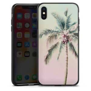 iPhone Xs Max Handy Silikon Hülle Case schwarz Handyhülle Palm Tree Pastel Tropical