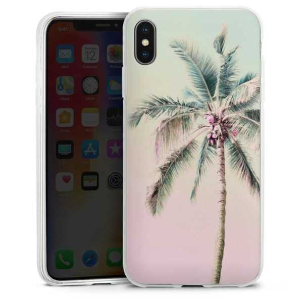 iPhone Xs Max Handy Silikon Hülle Case transparent Handyhülle Palm Tree Pastel Tropical Silikon Case