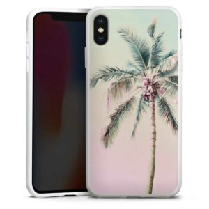 iPhone Xs Max Handy Silikon Hülle Case weiß Handyhülle Palm Tree Pastel Tropical Silikon Case