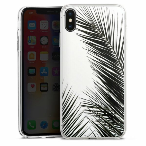 iPhone Xs Max Handy Slim Case extra dünn Silikon Handyhülle transparent Hülle Jungle Palm Tree Leaves Silikon Slim Case