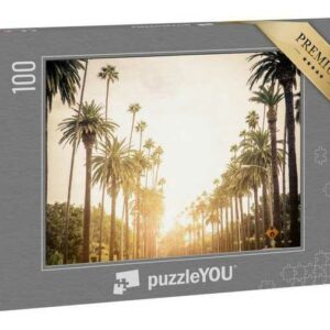 puzzleYOU Puzzle "Beverly Hills Straße mit Palmen, Los Angeles", 100 Puzzleteile, puzzleYOU-Kollektionen Palmen