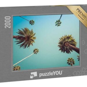 puzzleYOU Puzzle "Blick nach oben: Blauer Himmel über Palmen", 2000 Puzzleteile, puzzleYOU-Kollektionen Palmen