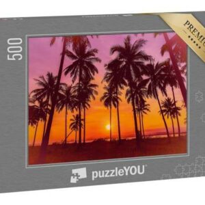 puzzleYOU Puzzle "Leuchtender Sonnenuntergang über Palmen", 500 Puzzleteile, puzzleYOU-Kollektionen Palmen